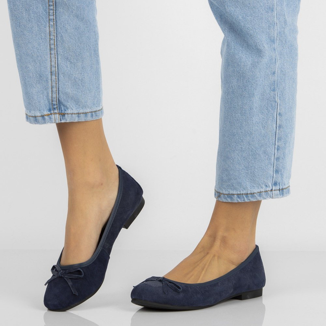 Skórzane baleriny Filippo DP1231/20 NV granatowe