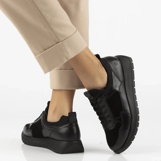 Skórzane sneakersy Remonte D2V00-00 czarne