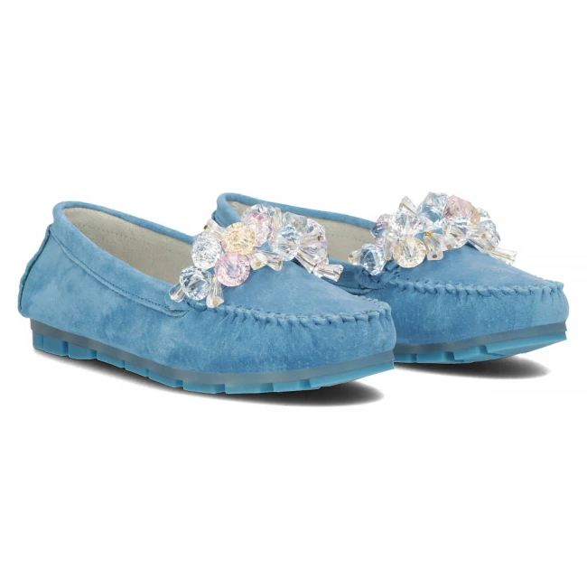 Skórzane mokasyny Filippo DP4549/24 BL niebieskie