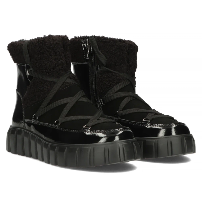 Skórzane botki na platformie Filippo DBT4775/23 BK czarne