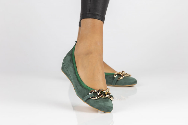 Skórzane baleriny Filippo 894 zielone