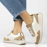 Skórzane sneakersy Filippo DP7101/25 WH BE biało beżowe