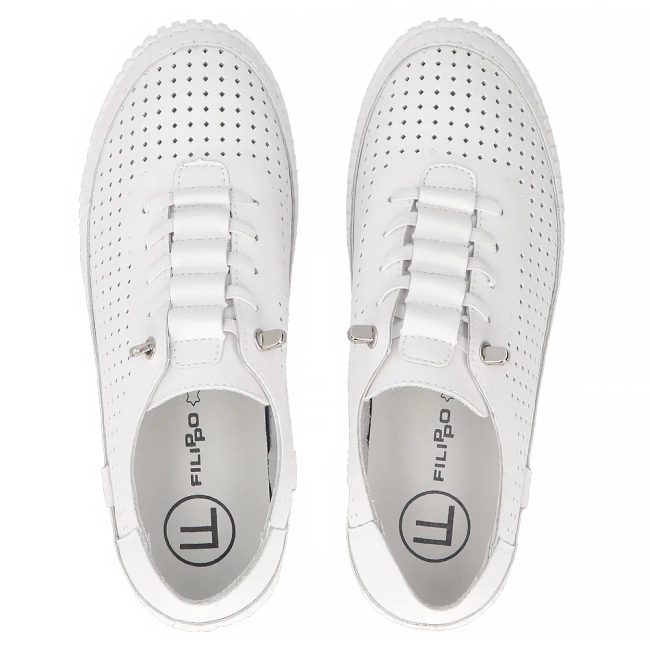 Skórzane półbuty Filippo DP6837/25 WH białe