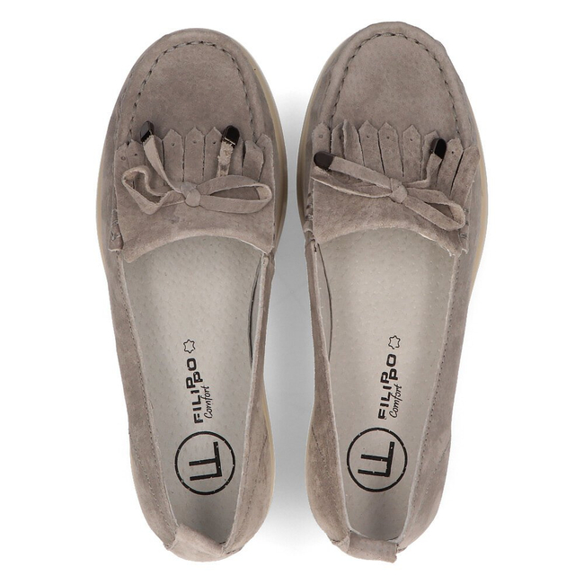 Skórzane mokasyny Filippo DP2030/21 GR szare