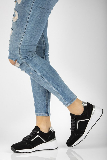 Skórzane sneakersy Filippo DP2003/21 BK czarne