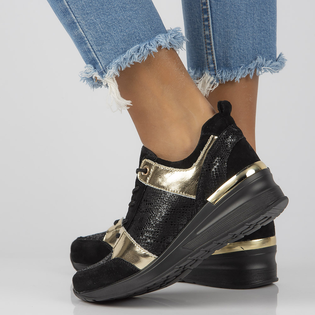 Leather sneakers Filippo DP3170/21 BK black gold