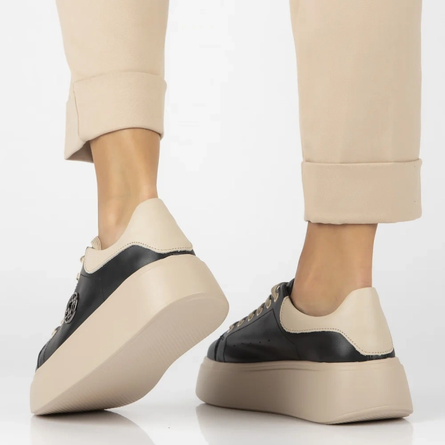 Skórzane sneakersy Filippo DP6058/24 BK BE czarno-beżowe