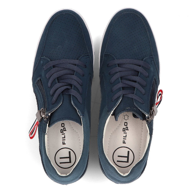 Leather Wedge Sneakers Filippo DP2350/21 NV navy blue