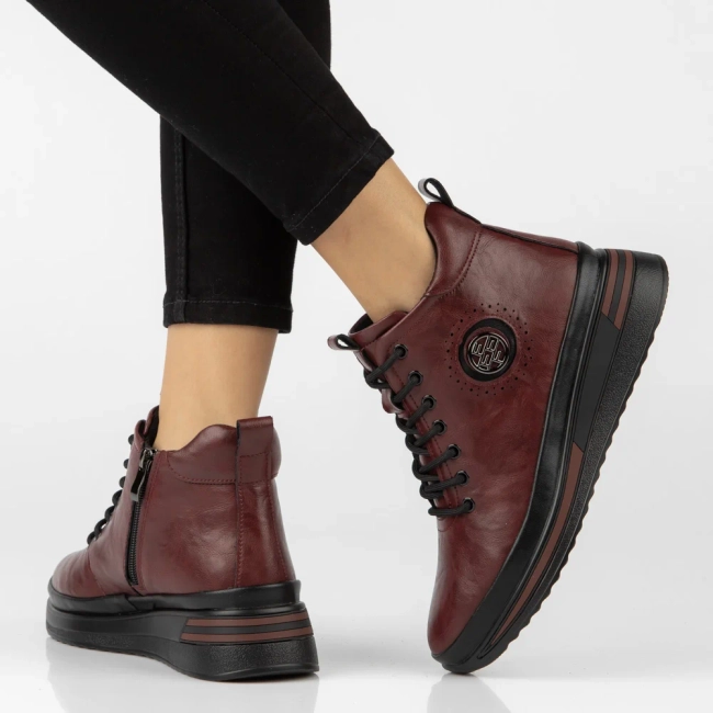 Leather platform ankle boots Filippo DBT4215/26 BG burgundy