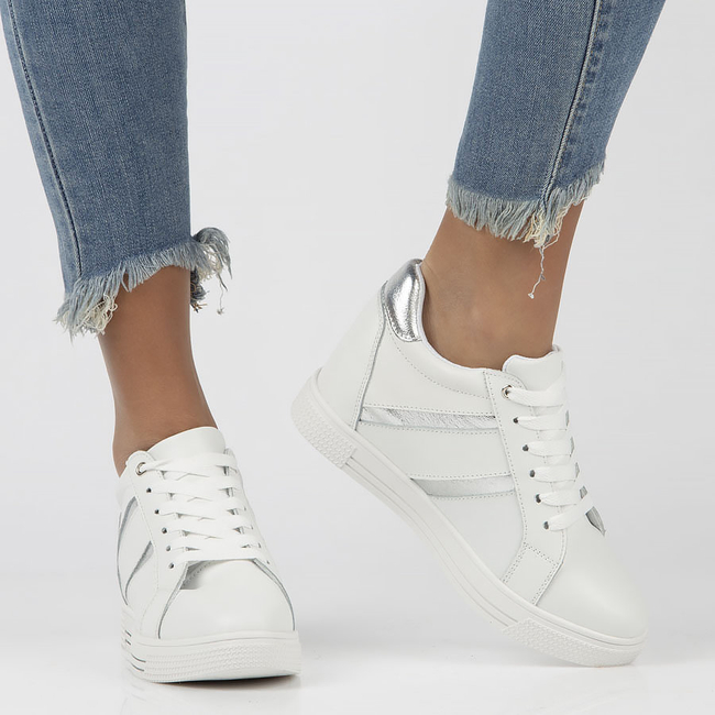 Skórzane Sneakersy Filippo DP3549/22 WH białe