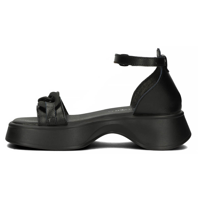 Skórzane sandały na platformie Filippo DS4458/23 BK czarne