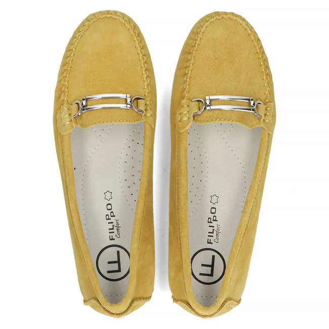Skórzane mokasyny Filippo DP1202/22 YL żółte