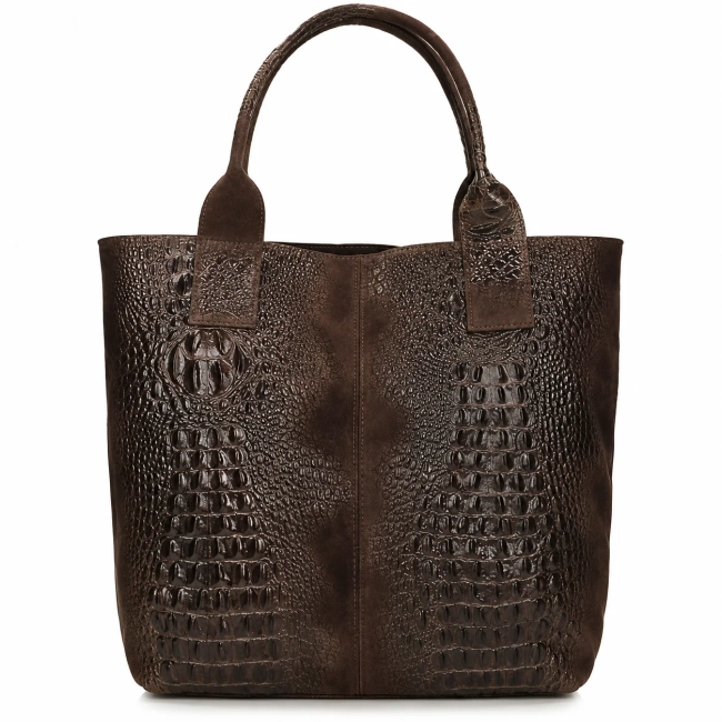 Brown leather handbag Toscanio 1101 croco