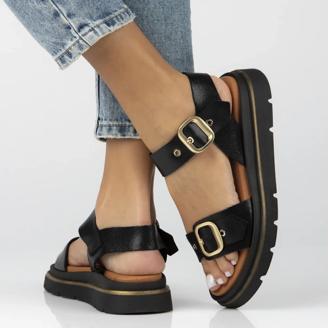 Leather sandals YAMBRE-251 SAMOA NEGRO black