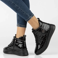 Leather platform ankle boots Filippo DBT4215/26 BK CR black