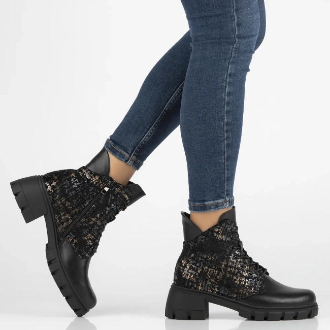 Leather ankle boots Filippo DBT6356/24 BK MLT black