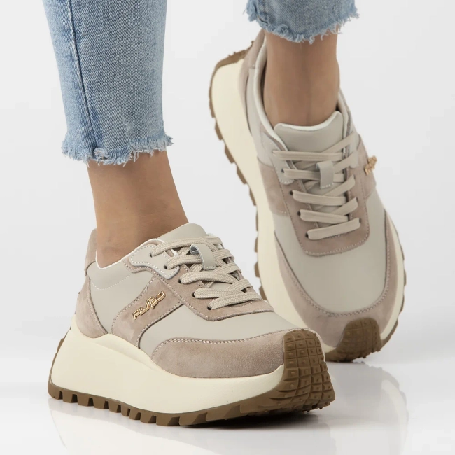 Skórzane sneakersy Filippo DP6785/25 BE beżowe