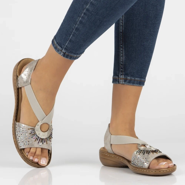 Sandały Rieker 60880-90 metalik