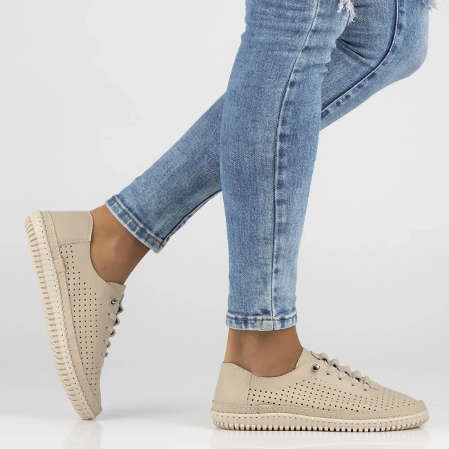 Skórzane półbuty Filippo DP6837/25 BE beżowe