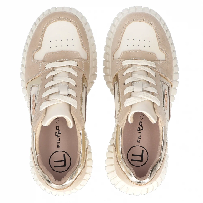 Skórzane sneakersy Filippo DP6780/25 BE GO beżowe