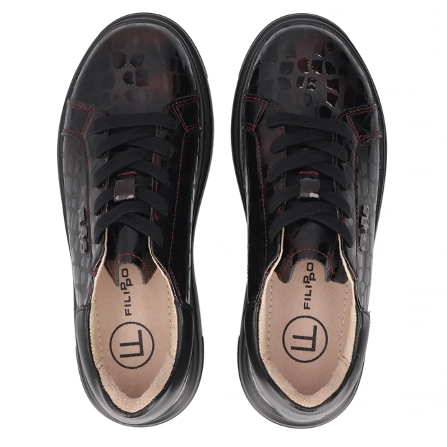 Skórzane sneakersy Filippo DP7118/25 BG bordowe