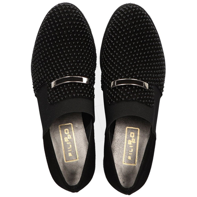 Półbuty Filippo 010 Czarny Zamsz Koralik