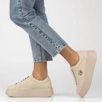 Skórzane sneakersy Filippo DP6058/25 BE H beżowe