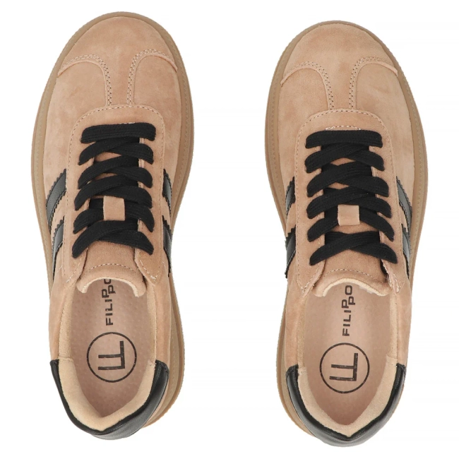 Skórzane sneakersy Filippo DP7995/26 BE beżowe