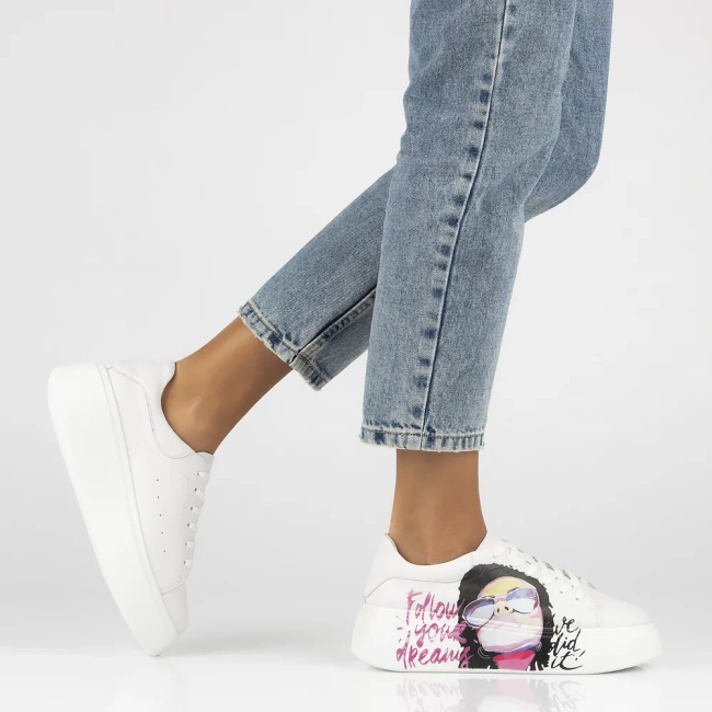 Skórzane sneakersy Filippo DP6835/25 WH białe