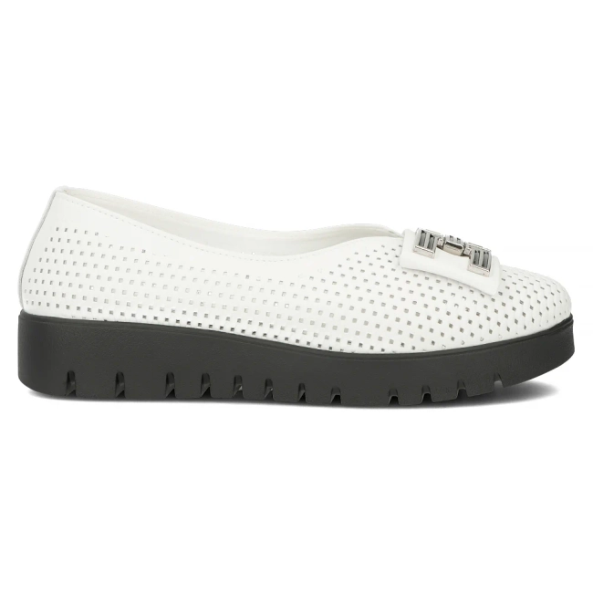 Skórzane półbuty na platformie Filippo DP6043/24 WH białe
