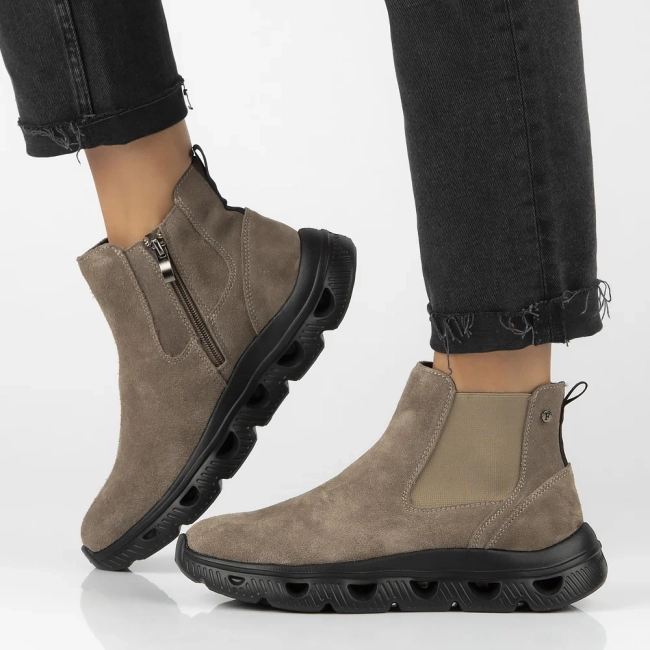 Skórzane botki na platformie Filippo DBT6346/24 TP taupe