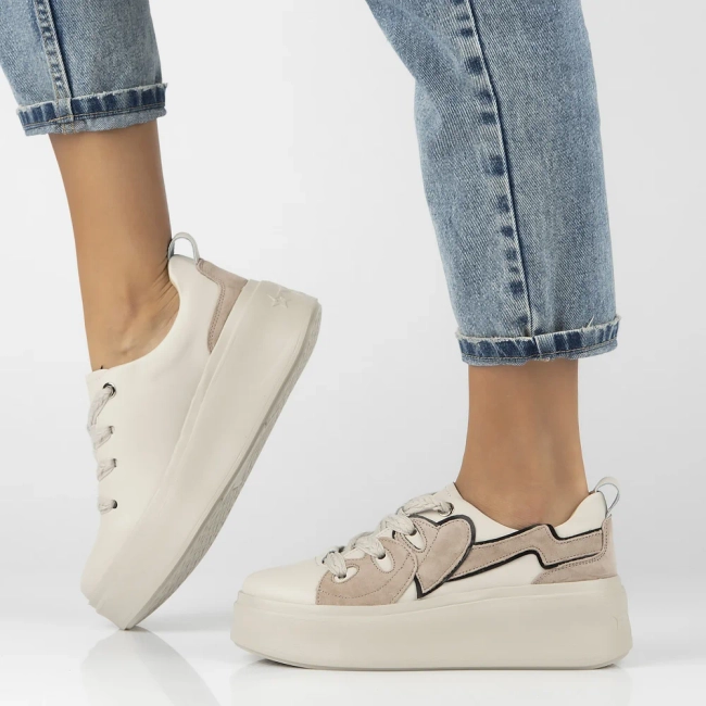 Leather sneakers Filippo DP6684/24 BE beige