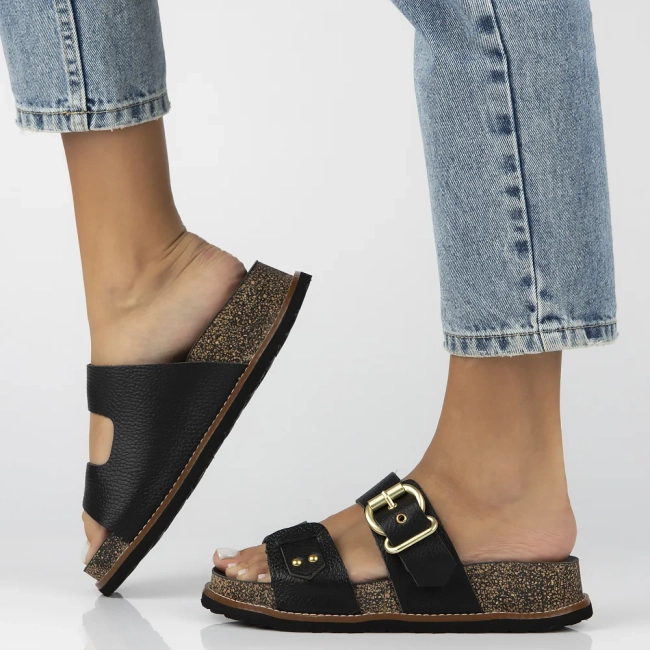 Leather flip-flops Yokono OCA-252 OPAK NEGRO black