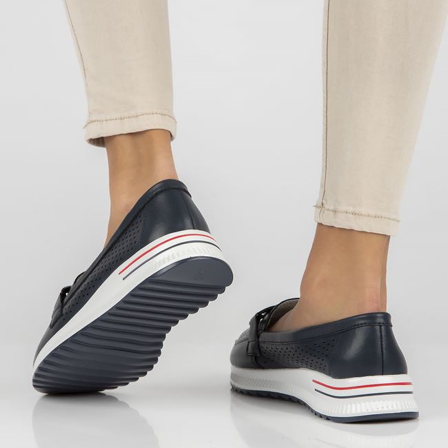 Skórzane półbuty na platformie Filippo DP4400/23 NV granatowe