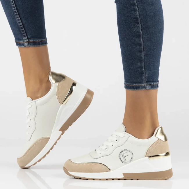 Leather sneakers Filippo DP4660/24 WH BE white