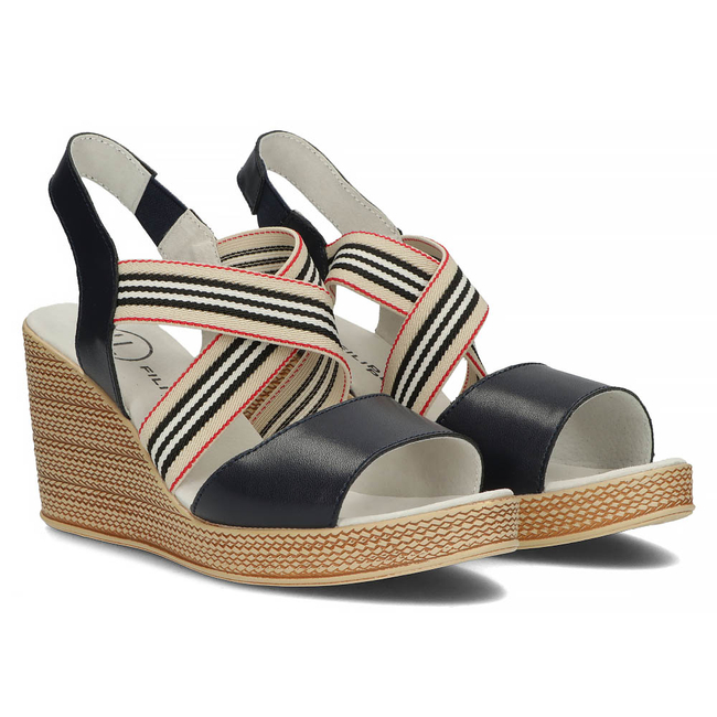 Leather sandals Filippo DS3520/22 NV navy blue