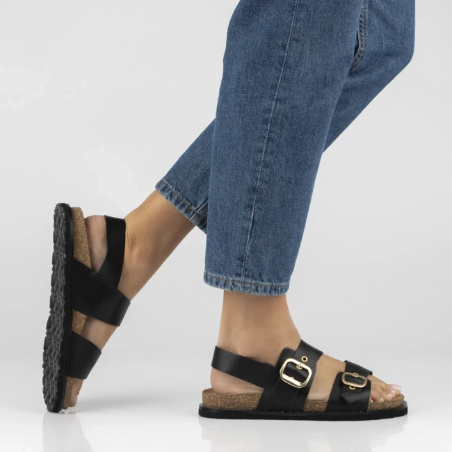 Leather sandals BOLUS-252 NAPA NEGRO black