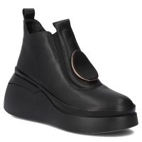 Skórzane botki na koturnie Filippo DBT7419/25 BK czarne