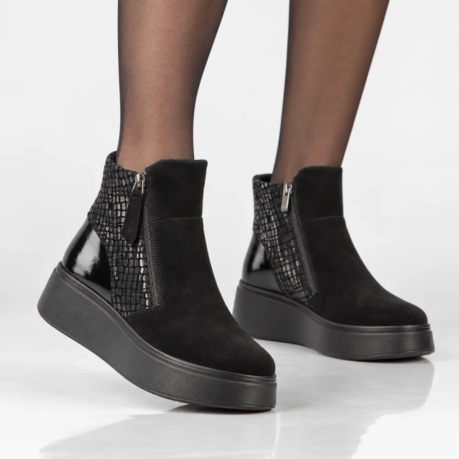 Leather platform ankle boots Filippo DBT8077/26 BK black
