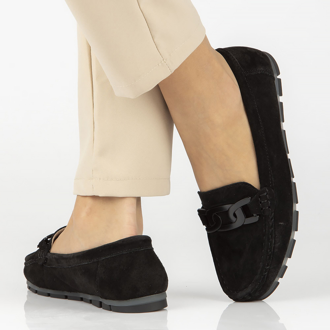 Skórzane mokasyny Filippo DP3630/23 BK czarne