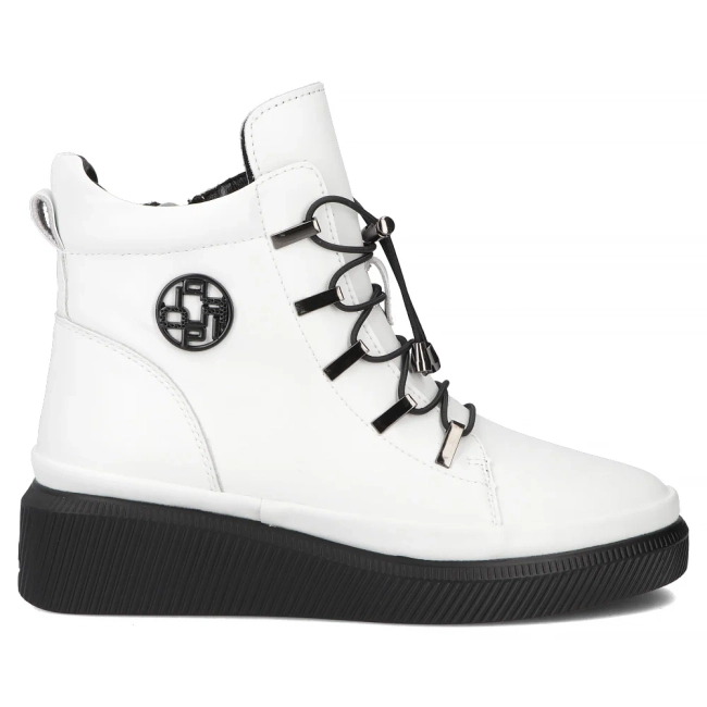 Skórzane botki na platformie Filippo DBT7416/25 WH  białe