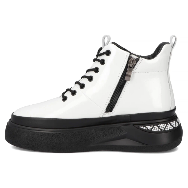 Skórzane botki na platformie Filippo DBT7276/25 WH białe