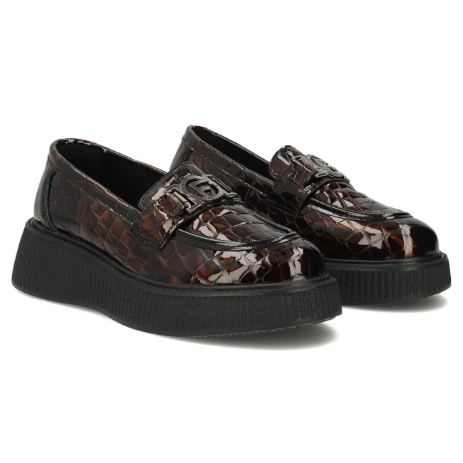 Leather platform shoes Filippo DP8294/26 BR brown