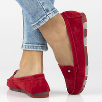 Skórzane mokasyny Filippo DP2037/23 RD czerwone