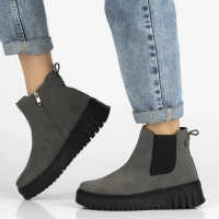 Skórzane botki na platformie Filippo DBT7279/25 GR szare