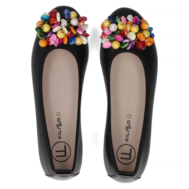 Skórzane baleriny Filippo DP6159/24 BK czarne