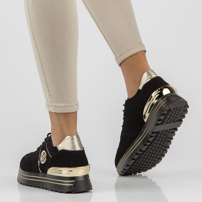 Skórzane Sneakersy Filippo DP3538/22 BK GO czarne