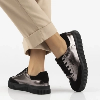 Skórzane sneakersy Filippo DP7123/25 GN gun metal