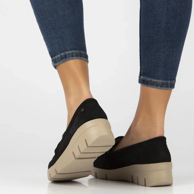 Skórzane półbuty na platformie Filippo DP7002/25 BK czarne