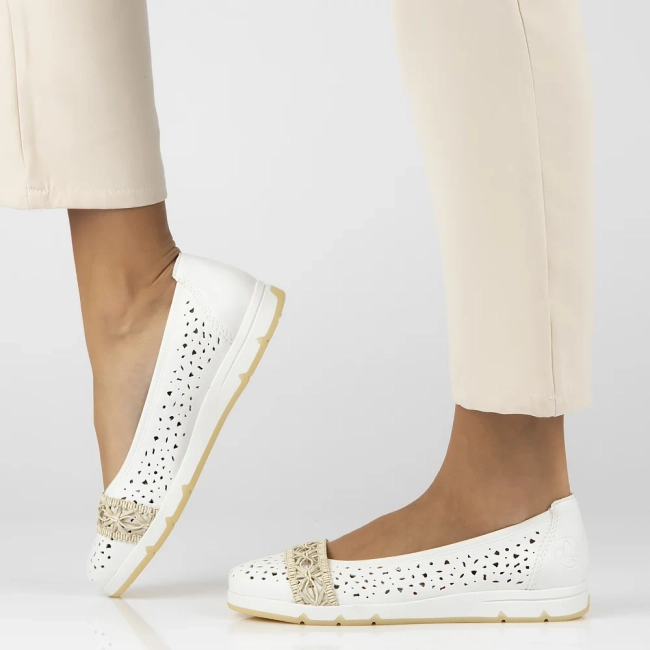 Baleriny Rieker L3062-80 białe